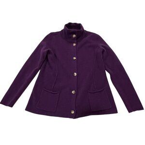 Eileen Fisher Wool Cashmere Button Cardigan, Purple, S
